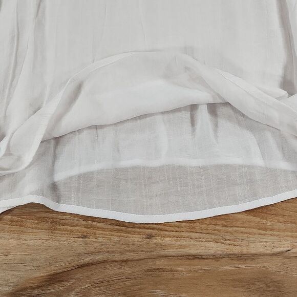 🔹️Fever White Gauzy Asymmetric Sleeveless Top Small - Picture 7 of 10